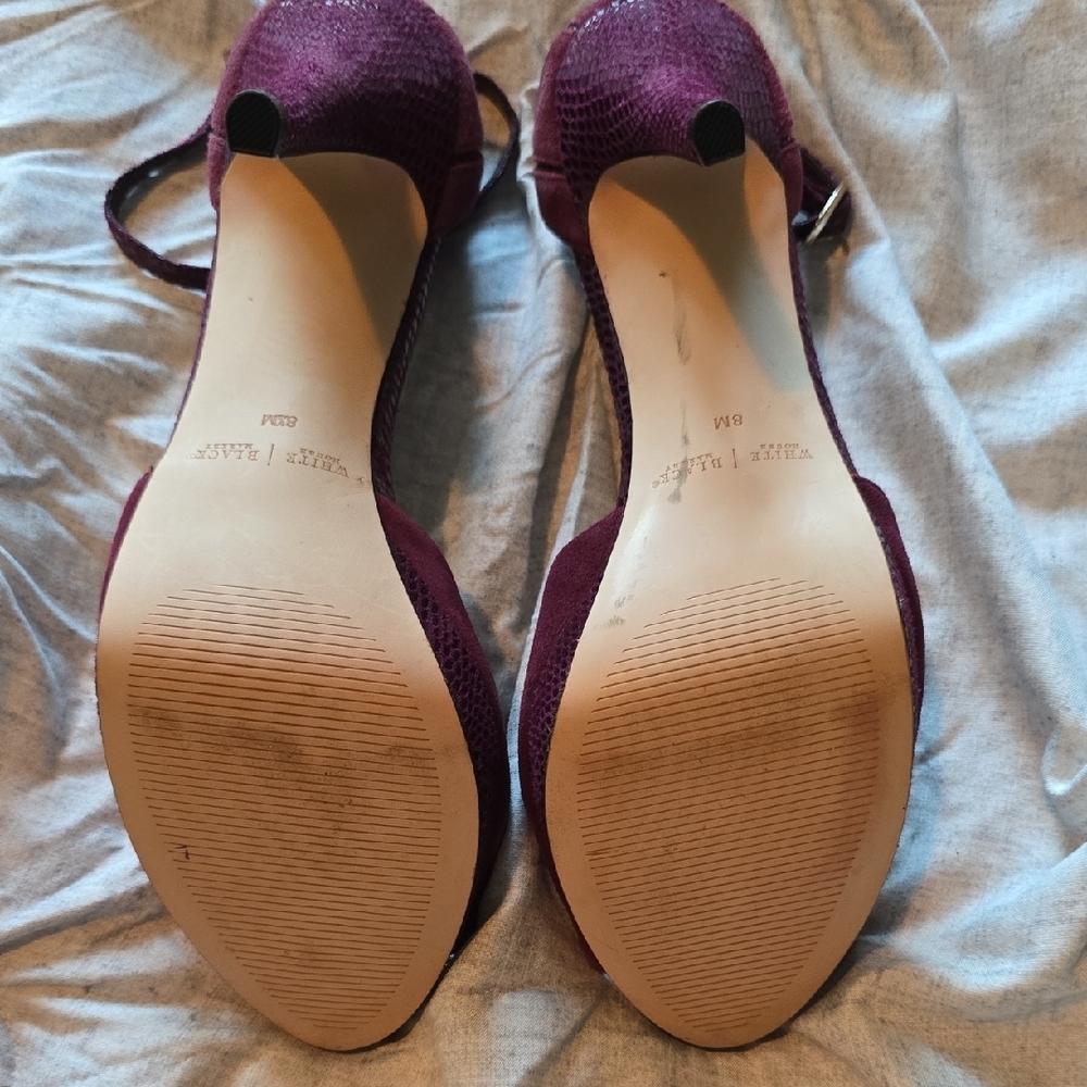 White House Black Market Burgundy Peep-Toe Heels - Picture 6 of 9